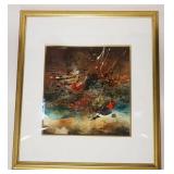 1229	JOANNE MILLER RAFFERTY ABSTRACT FRAMED PAINTING, APPROXIMATELY 33 IN X 38 IN OVERALL