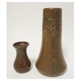 1017	STERLING OVER BRONZE VASES, BOTH W/DENTING, LARGEST APPROXIMATELY 9 IN HIGH