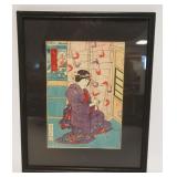 1022	FRAMED ASIAN WOODBLOCK, APPROXIMATELY 12 IN X 15 IN OVERALL