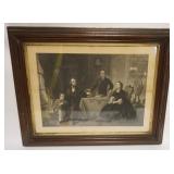 1034	LARGE ANTIQUE FRAMED ENGRAVING OF PRESIDENT LINCOLN AND HIS FAMILY, APPROXIMATELY 28 IN X 35 IN