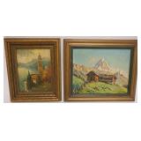 1045	2 OIL PAINTINGS ON BOARD, EACH DEPICTING CONTINENTAL SCENES, BOTH ARTIST SIGNED, LARGEST APPROX