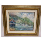 1047	FRAMED ARTWORK GICLEE, SAIL BOATS IN HARBOR, APPROXIMATELY 22 IN X 26 IN OVERALL, #85/195