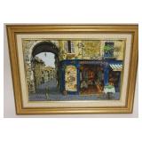 1048	FRAMED GILCEE, CONTINENTAL STREET SCENE, SIGNED ARTIST PROOF #53/100, APPROXIMATELY 22 IN X 16 