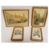 1052	GROUP OF 4 ARTIST SIGNED ENGRAVINGS, LARGEST APPROXIMATELY 10 IN X 14 IN OVERALL