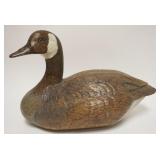 1053	LARGE CARVED WOOD GOOSE, SIGNED ROBERT LEWIS 1987, APPROXIMATELY 11 IN X 22 IN X 14 IN H