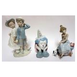 1055	GROUP OF FIGURINES INCLUDING 2 MARKED LLADRO, TALLEST APPROXIMATELY 11 IN H