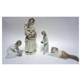 1056	GROUP OF FIGURINES INCLUDING  LLADRO & CAPODIMONTE, TALLEST APPROXIMATELY 12 IN H