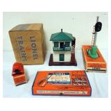 1063	LIONEL TRAINS, #445 OPERATING SWITCH TOWER, #927 MAINTENANCE KIT, #153 AUTO SIGNAL CONTROL AND 