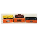 1066	LIONEL TRAINS, #6462 GONDOLA CAR, #6656 STOCKCAR, #6417 CABOOSE