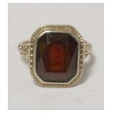 1103	14K WHITE GOLD LADIES RING WITH GARNET STONE, APPROXIMATE SIZE 4, 2.23 DWT INCLUDING STONE