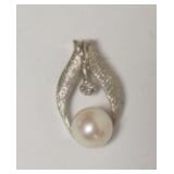 1131	14K WHITE GOLD PEARL PENDANT, 1.27 DWT WITH PEARL, APPROXIMATELY 1 IN