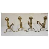 1148	2 PAIRS ANTIQUE BRASS ANDIRONS, EACH APPROXIMATELY 10 IN X 17 IN X 14 IN H