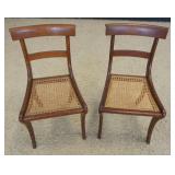 1158	PAIR OF ANTIQUE EMPIRE BIRDSEYE MAPLE CANE SEAT SIDE CHAIRS