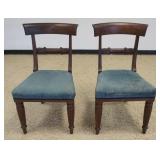 1165	PAIR OF ANTIQUE FEDERAL ROSEWOOD SIDE CHAIRS WITH CARVED CENTER SPLAT AND REEDED FRONT LEGS, EA