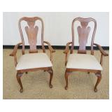 1184	PAIR OF S. BENT BROS QUEEN ANN STYLE OAK ARM CHAIRS, EACH APPROXIMATELY 25 IN X 21 IN X 42 IN H