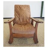 1198	ANTIQUE OAK MORRIS CHAIR, APPROXIMATELY 34 IN X 33 IN X 25 IN H, BOTTOM SEAT BOARD MISSING