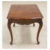 1201	MAHOGANY PARQUET TOP LAMP TABLE WITH CABRIOLE LEGS AND PULL OUT SURFACE, APPROXIMAELY 22 IN X 2