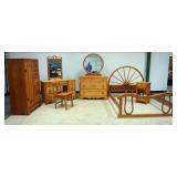1213	VIRGINIA HOUSE VINTAGE MAPLE WESTERN THEMED 6 PIECE YOUTH BEDROOM SET CA 1930, SET INCLUDES: CE
