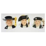 1011	ROYAL DOULTON CHARACTER TOBY JUGS, MR QUAKER, GEORGE WASHINGTON, CHRISTOPHER COLUMBUS, EACH APP