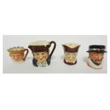 1019	ROYAL DOULTON CHARACTER TOBY MINIATURE JUGS, BEEFEATER, OLD CHARLEY, OLD KING COLE, OLD CHARLEY