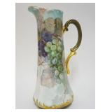 1034	LARGE HAND PAINTED GRAPE CLUSTERS TV FRANCE TANKARD, GREEN, PURPLE & RED GRAPES ON VINES AND GI