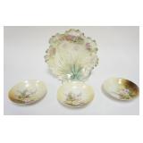 1038	RA PRUSSIA LEAF DISH & 3-5 1/2 IN BERRY BOWLS, LEAF DISH APPROXIMATELY 10 IN X 9 IN