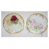 1041	2 ARTIST SIGNED GFH OVER GDM FRANCE PLATES, HAND PAINTED W/IMAGES OF ROSES & GILT EDGE TRIM, AP