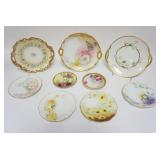 1046	NICE ASSORTMENT OF HAND PAINTED CHINA INCLUDING LIMOGES SERVING TRAY & PLATES, LARGEST PIECE AP