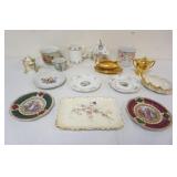 1052	GROUP OF ASSORTED HAND PAINTED CHINA INCLUDING DECORATIVE PLATES, AUSTRIAN CHINA BASKET, LIMOGE