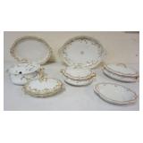 1053	GROUP OF ASSORTED CHINA INCLUDING LIMOGES SERVING TRAY, COVERED DISHES, MANY W/GILT TRIM & EDGE
