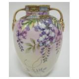 1063	HAND PAINTED NIPPON DOUBLE HANDLED VASE, APPROXIMATELY 9 IN HIGH