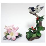 1078	BOHEM FIGURES, *BLACK CAPPED CHICKADEE* AND *RHODODENDRON*, RHODODENDRON HAS FLOWER DAMAGE