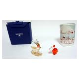 1082	SWAROVSKI CRYSTAL WINTER REINDEER AND SANTA MOOSE FIGURES IN BOXES, LARGEST APPROIXIMATELY 3 IN