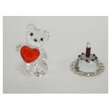 1083	SWAROVSKI CRYSTAL HEART FOR YOU AND BIRTHDAY CAKE IN BOXES, TALLEST  APPROXIMATELY 3 IN H