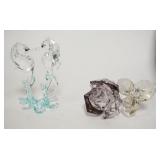 1086D	SWAROVSKI CRYSTAL FIGURES, BLOSSOMING ROSE, SEAHORES, LARGEST APPROXIMATELY 3 1/2 IN HIGH