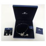 1089	SWAROVSKI CRYSTAL JEWELRY, THANKFUL PEARCED EARRINGS AND STAR NECKLACE IN BOX