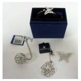 1091	SWAROVSKI CRYSTAL JEWELRY, BUTTERFLY BRACELET IN BOX, BUTTERYFLY PIN, FLORAL NECKLACE AND SPHER