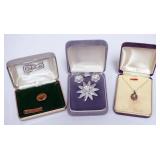 1096	ASSORTED LADIES JEWELRY INCLUDING 2 12K GOLD FILLED NECKLACES 1 WITHOUT CHAIN, STERLING SILVER 