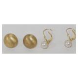 1099	2 PAIRS OF 14K EARRING, 2.67 DWT INCLUDING PEARLS