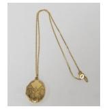 1101	14K LADIES NECKLACE WITH 14K GOLD FILLED LOCKET, CHAIN DWT 1.79