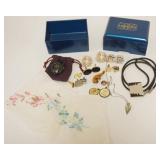 1111	ASSORTED MENS JEWELRY INCLUDING 5 PAIRS CUFF LINKS, BOLO TIE, ARROWHEAD NECKLACE, COMPASS SET I