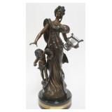 1112	AUGUSTE MOREAU SIGNED BRONZE STATUE OF WOMAN AND CHILD ON MARBLE BASE, APPROXIMATELY 22 IN H