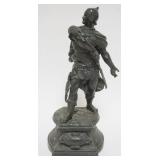 1117	SPELTER FIGURE OF WARRIOR WITH SWORD, APPROXIMATELY 12 IN H