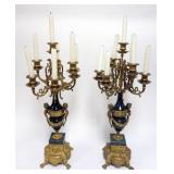 1120	PAIR OF CONTEMPORARY BRASS AND MARBLE CANDLEABRAS, EACH APPROXIMATELY 24 IN H