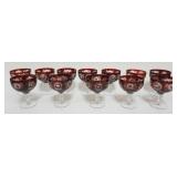 1123	ELEGANT RUBY CUT TO CLEAR 12 SHERBERTS, EACH APPROXIMATELY 4 IN X 5 IN H