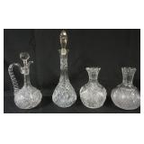 1135	ASSORTED CUT GLASS DECANTERS AND CARAFES, TALLEST APPROXIMATELY 16 N H