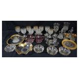 1143	GROUP OF ASSORTED PRESSED GLASS AND SILVER OVERLAY, GOBLETS, SPOONERS, ETC.