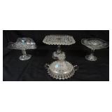 1146	GROUP OF VICTORIAN PRESSED GLASS ITEMS, INCLUDING CAKE PLATE, COMPOTE, COVERED DISH, CAKE PLATE