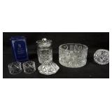 1151	WATERFORD CRYSTAL GROUP INCLUDING COVERED JAR, PAPER WEIGHT, ROUND DISH AND ROYAL DOULTON CRYST