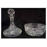1152	WATERFORD CRYSTAL DECANTER AND BOWL, DECANTER APPROXIMATELY 10 IN H
